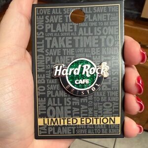 Hard Rock Cafe Bristol Green and Silver Pin